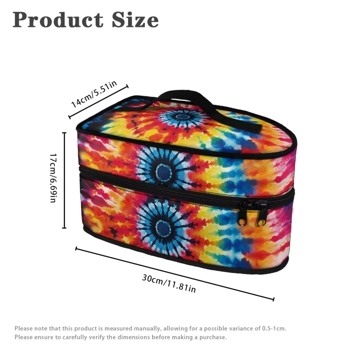 Rainbow Tie Dye Iron Storage Bag Travel Irons Carrying Organizer Tie Dye Steam Iron Storage Bag with Zipper Handle Garment Steam Foldable Irons Cover Box Irons Accessories