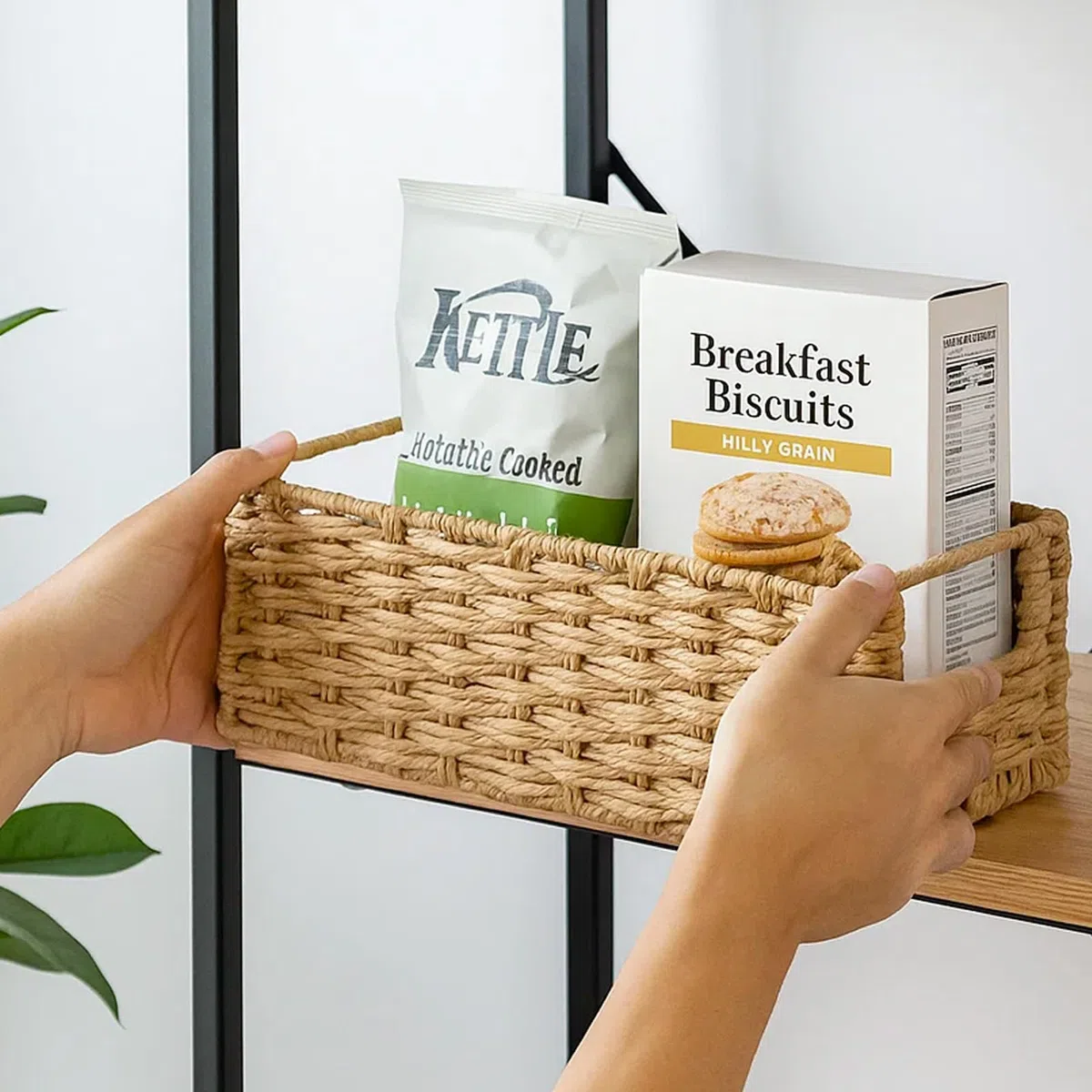 Geflochtene Körbe für Badezimmer – Wäschekörbe mit Stoffeinsatz, Natur-Seegras-Aufbewahrung für Badezimmer, Schlafzimmer & Küche, dekoratives und platzsparendes 2er-Set (2er-Set)
