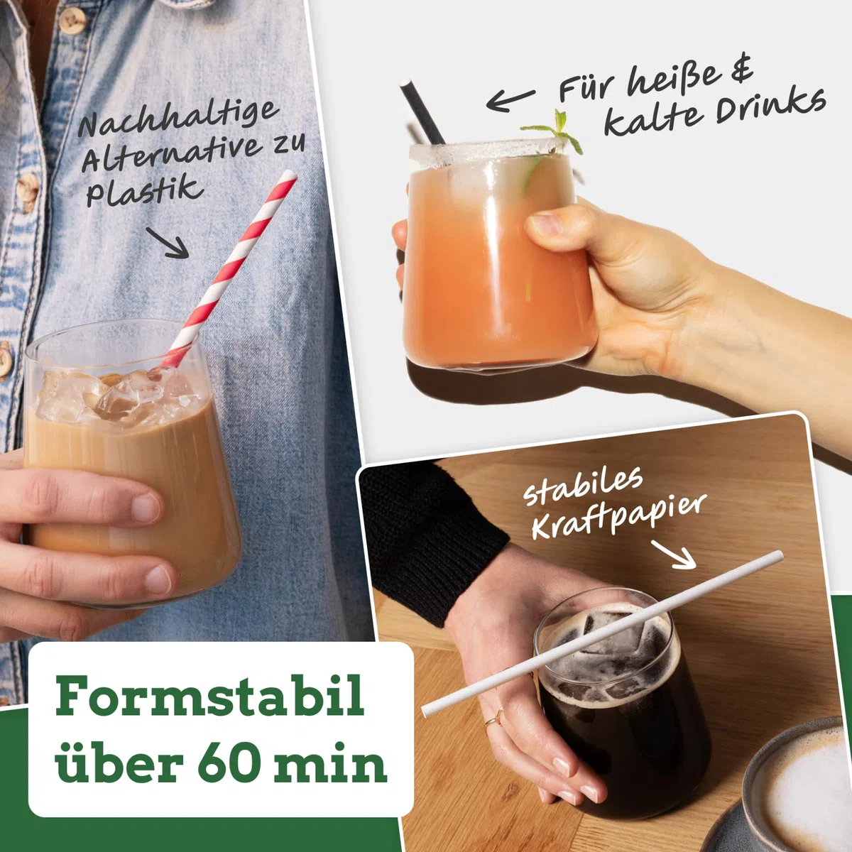 Wisefood® Strohhalme Papier [20 cm Ø 6] Party Deko [Schwarz] alternative Strohhalme Plastik-frei für Geburtstag Hochzeit DIY [500 Stk.] für Cocktail Getränke Cola Energy Drink Wasser Limo BIO