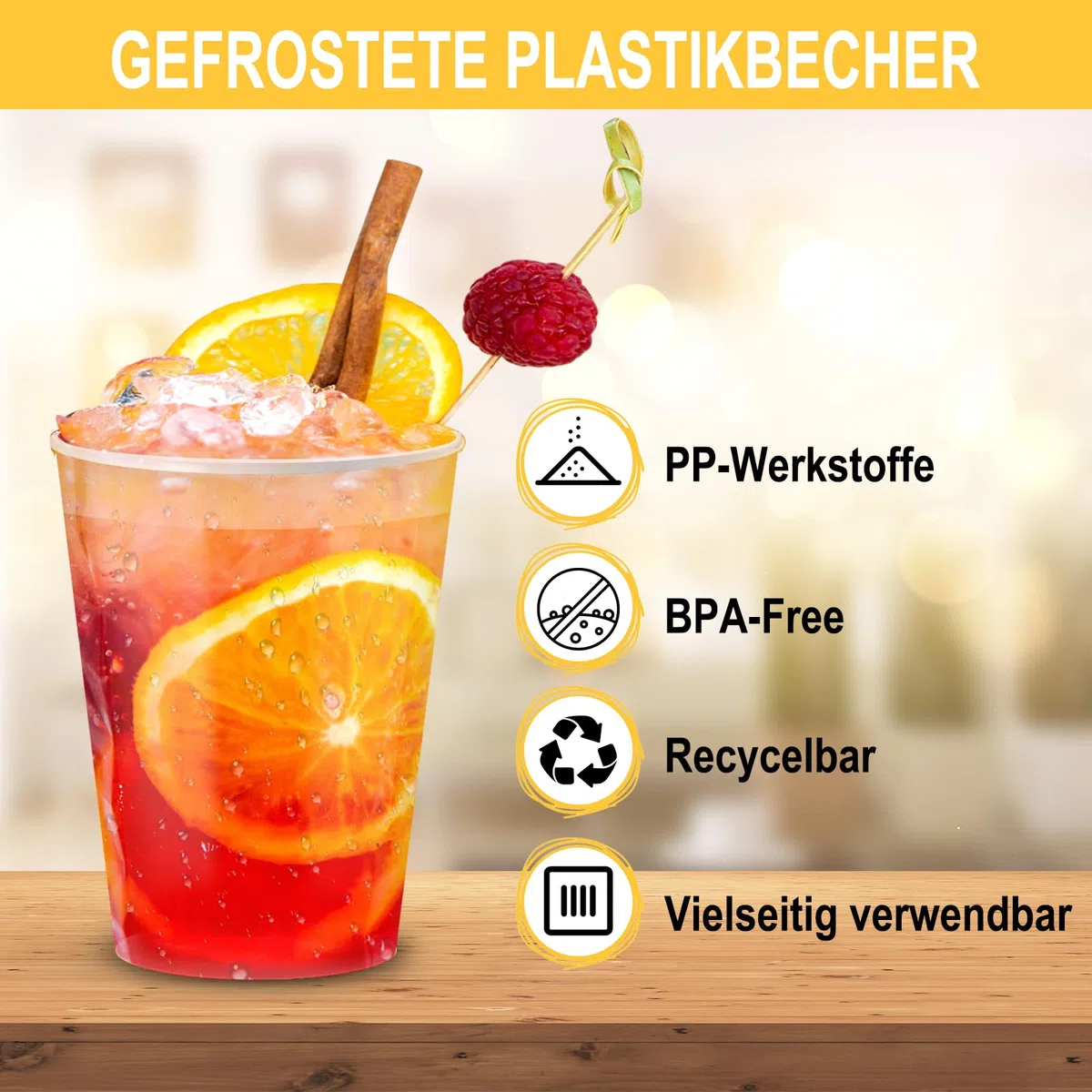 Herboom 50Stück Plastikbecher, Wiederverwendbare 360ml Mattierte Plastikbecher, Partybecher Set für Getränkepartys, Geburtstag, Hochzeit, Weihnachten
