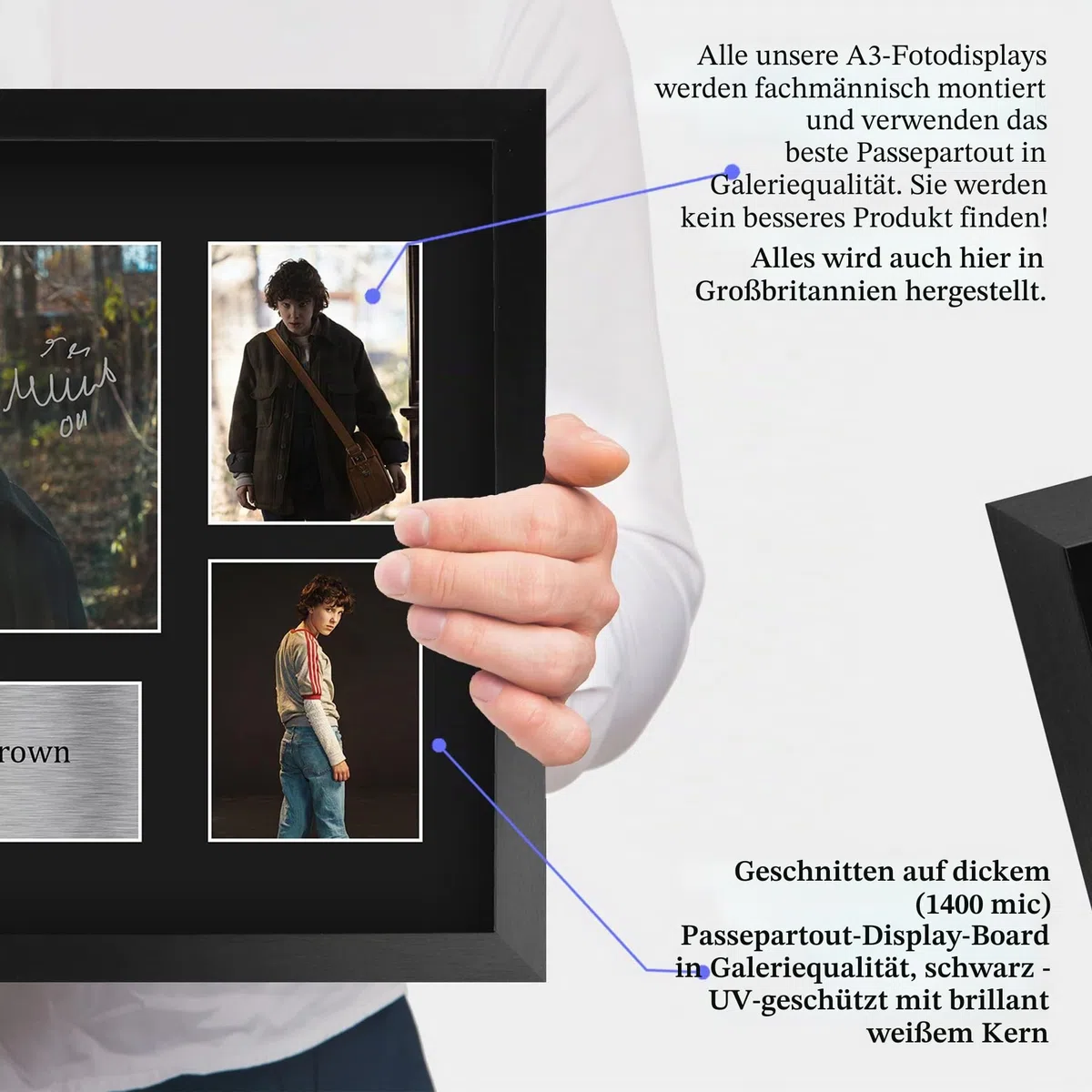 HWC Trading Millie Bobby Brown Strange Hawkins Thing Eleven Geschenke Geducktes Signiertes Autogramm Fotodisplay Montagedisplay für Fans von Fernsehshows - A3 Gerahmt