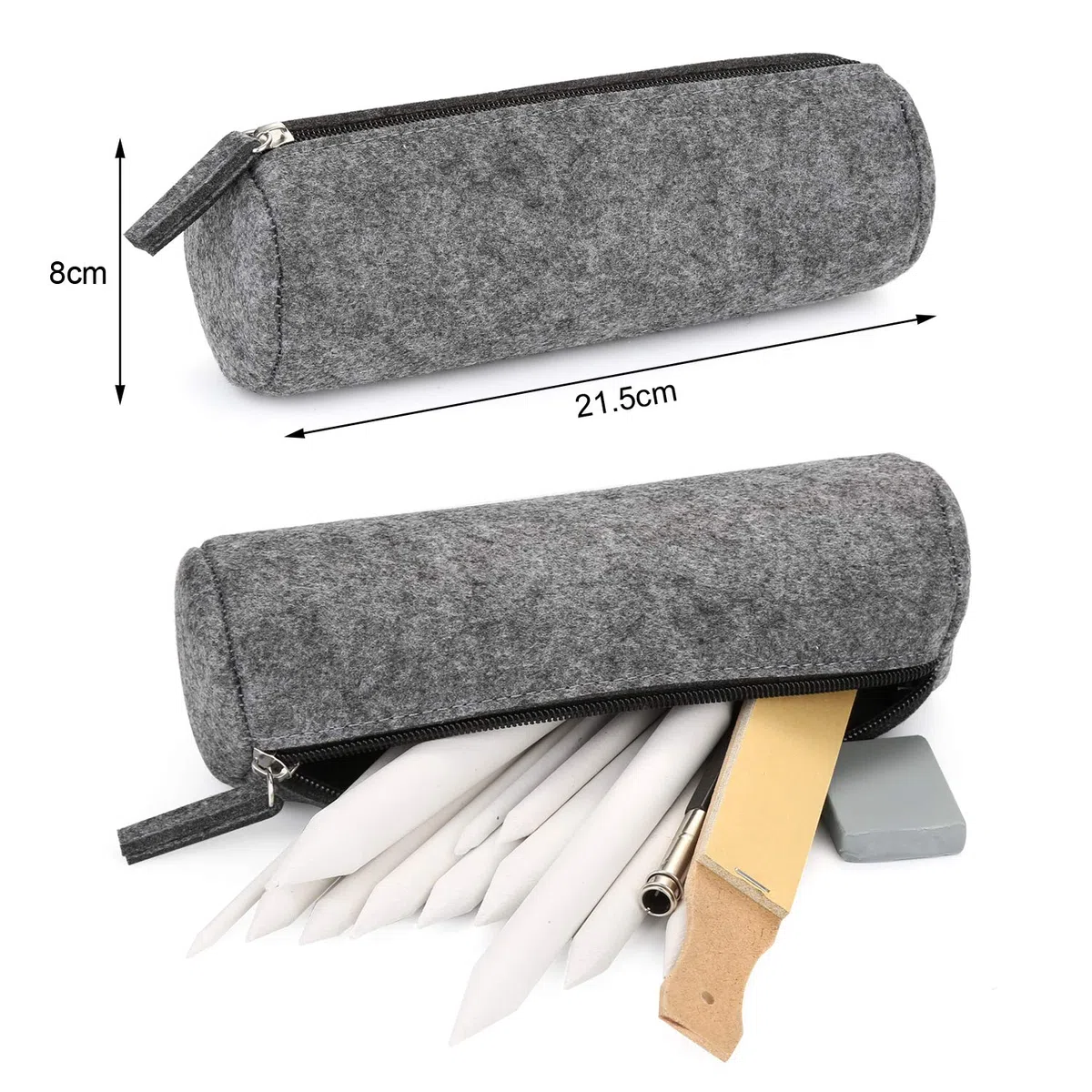 AGPTEK 22 pcs Mischen Papierwischer Set, 16 Blending Stumps Set/Tortillionen Set/Estompen Set mit 2 Schleifpapier-Schärfpads, 1 Stift-Verlängerungswerkzeug, 2 Knetgummi Radiergummis & 1 Filztasche
