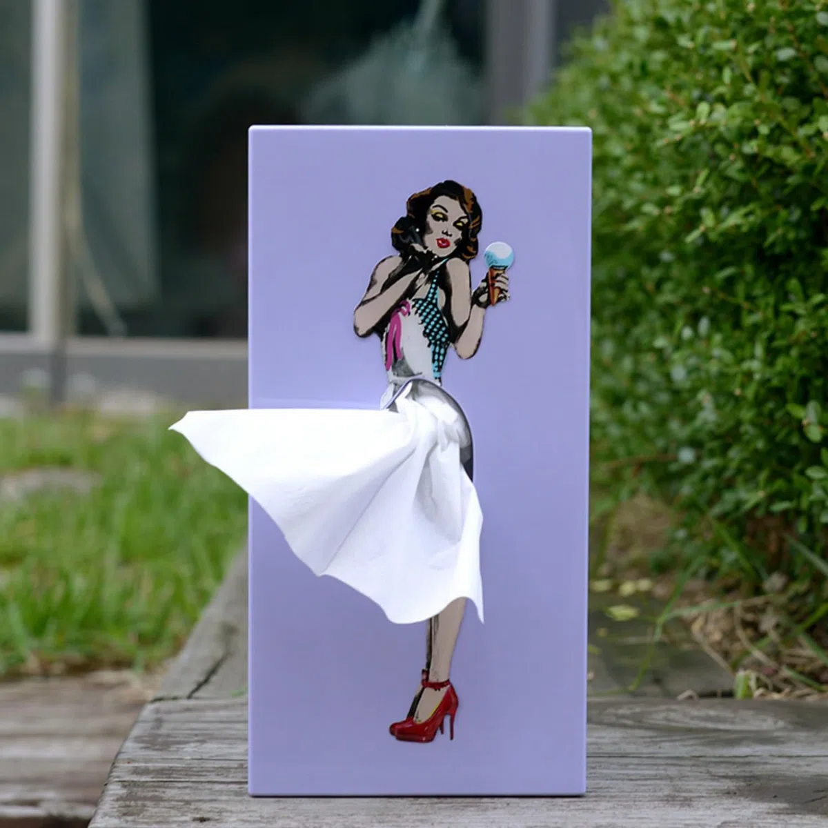 Flying Rock Mädchen Tissue-Box, Vintage Tissue-Box, Moderne Mädchen Schublade Box, Flying Skirt Tissue-Box, Spaß dekorative Ornamente (#Lila)