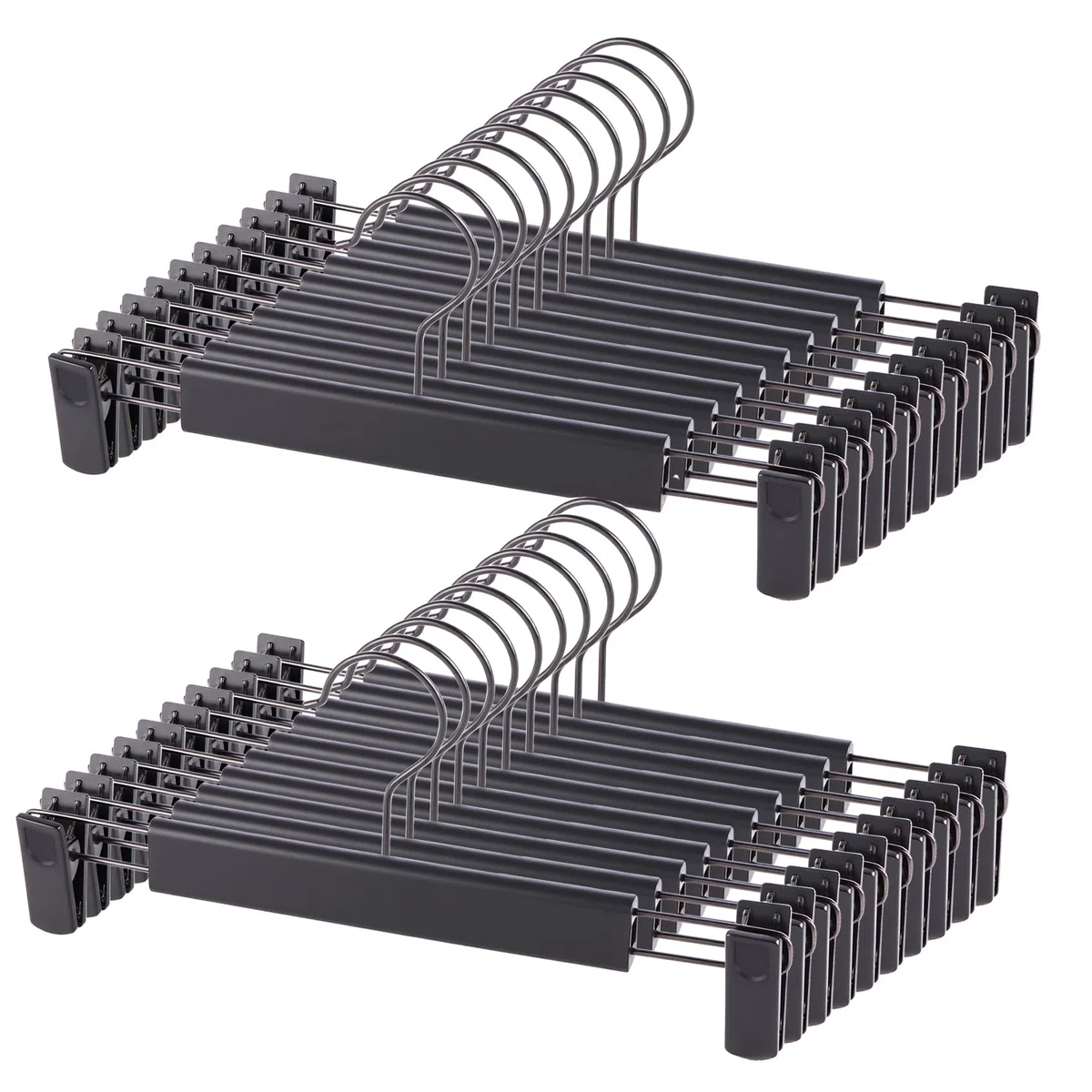 Hosenbügel,20 Stück Kleiderbügel mit starken Antirutsch verstellbaren Clips Haken,Platzsparend Hosenbügel Kleiderbügel für Hängende Hosen Socken Röcke Mäntel,Schwarz