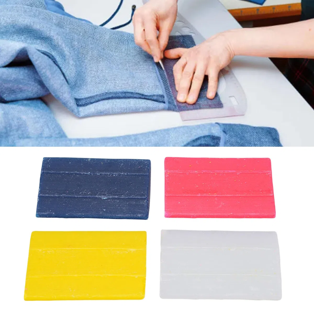 HEEPDD 50 Blatt 4 Farben Professionelle Schneider Kreide Wachs Experte Nähen Kreide Zum Handwerk Markieren Kleidungsveränderungen mit Einfach Waschbarem NO RESER