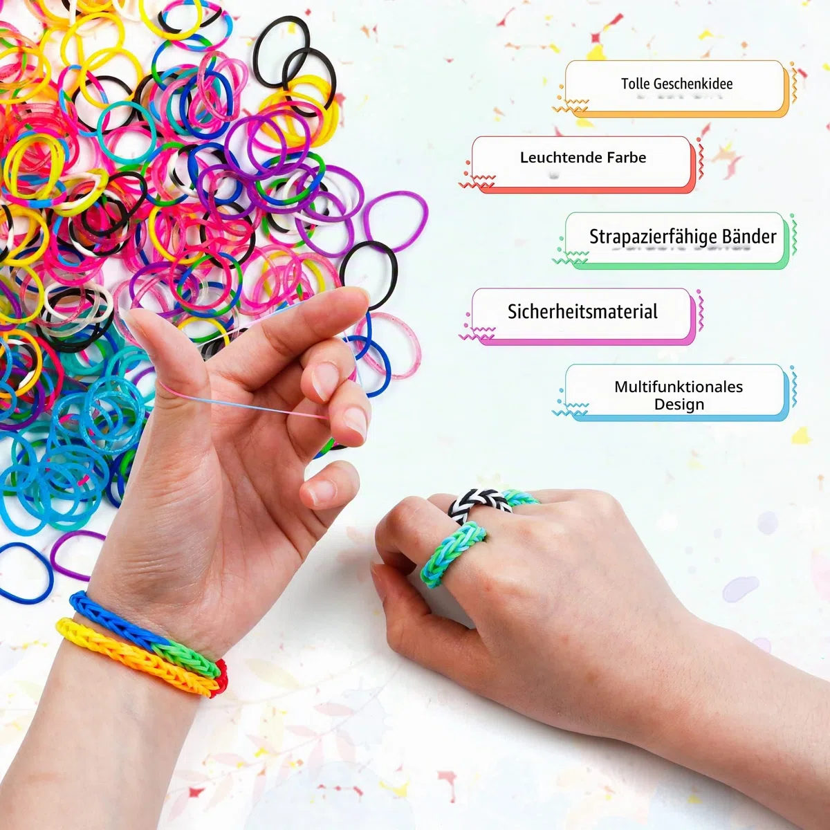 Inscraft 21900+ Loom Bands Refill Kit mit Organizer, 20.000+ Gummibänder in 41 Farben, 1000 Clips, 280 Perlen, 5 Quasten, 5 Häkelnadeln und mehr, Armbandherstellungs-Set