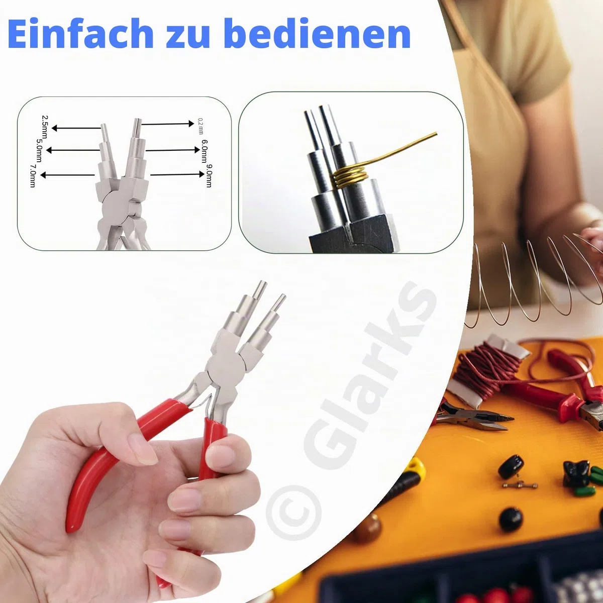 Glarks 8-teiliges Drahtschlaufenwerkzeug-Set mit Drahtschlaufendorn, 6-in-1-Zange, Drahtschneider zum Umwickeln von Schmuckdraht und Biegeringe
