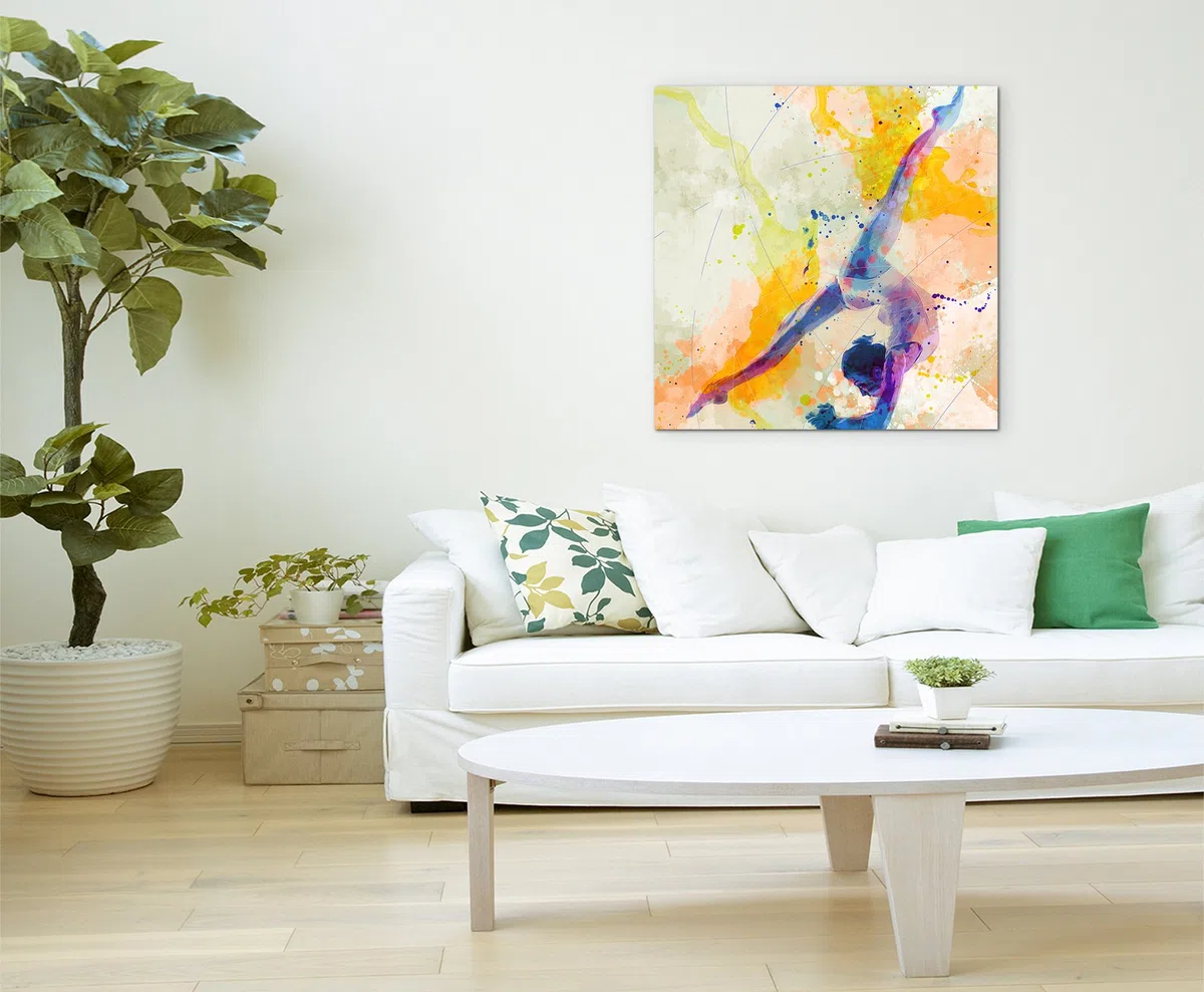 Paul Sinus Art Turnen IV 60x60cm Wandbild SPORTBILD Aquarell Art tolle Farben