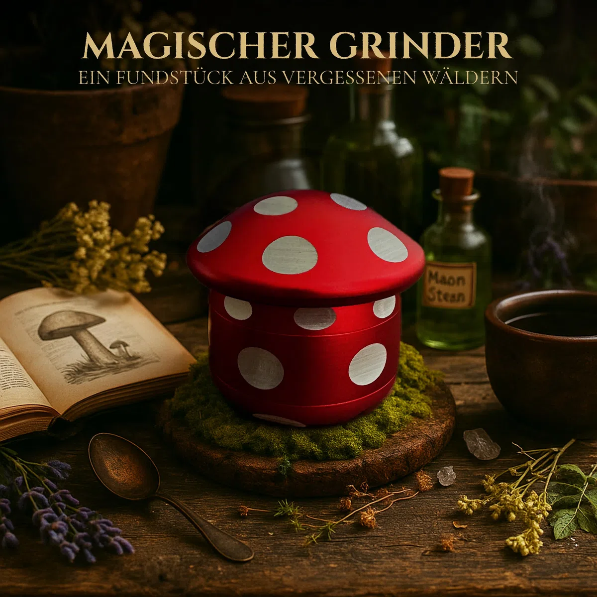 Viberium Metall Grinder Groß 45 mm - Crusher, Kräutermühle, Kräuter Zubehör Geschenk, Grind, Herb Grinder 4 teilig, Cruncher Mühle Aluminium, Grinders Accessories, Grindr Gifts Set Rot