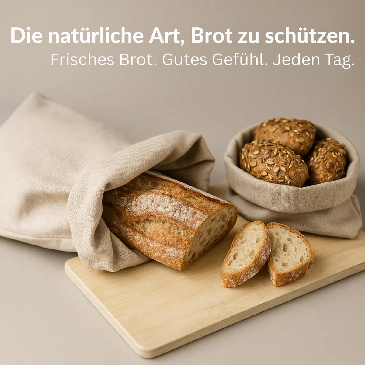 Brotbeutel 3er-Set | Wiederverwendbare Leinenbeutel aus 100% Naturhanf | Plastikfrei, Waschbar & Robust | Brotsack Ideal für Lebensmittel und Brotaufbewahrung