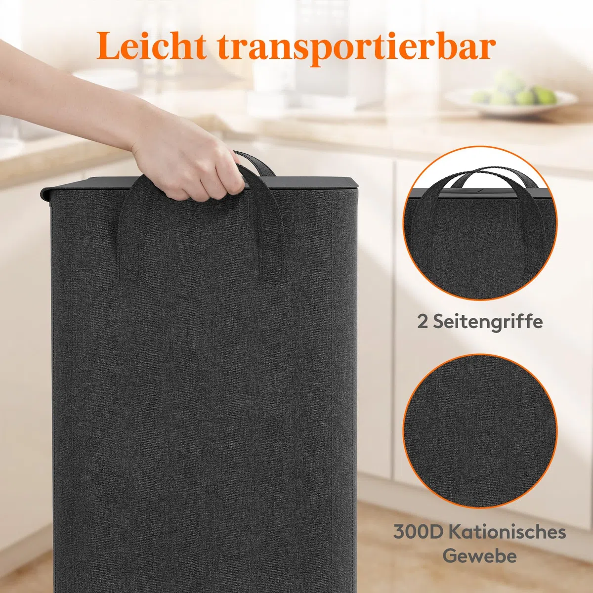 Lifewit 100L Pfandflaschen Sammelbehälter mit Deckel, Groß Pfandflaschen Aufbewahrung, Behälter Leergut & Altglas Aufbewahrung, Flaschensammler mit Loch Küche Abstellraum Flaschentasche, Dunkelgrau