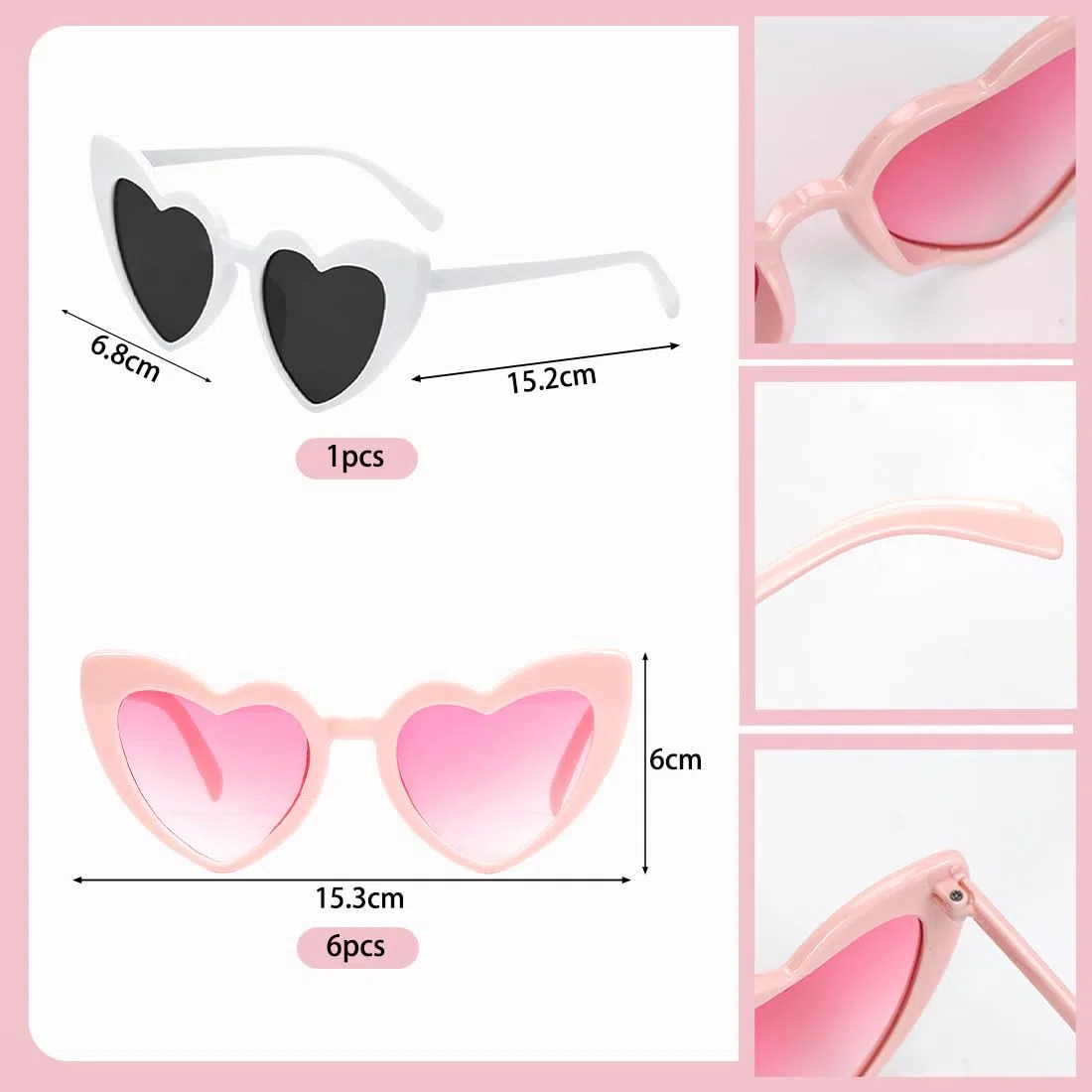 16 Stück JGA Accessoires Frauen, 7 Herz Sonnenbrillen + 1 Bride to be Schärpe + 6 Team Bride Schärpe + 1 Schleier JGA + 1 Bride Haarreif, Bachelorette Party Accessories