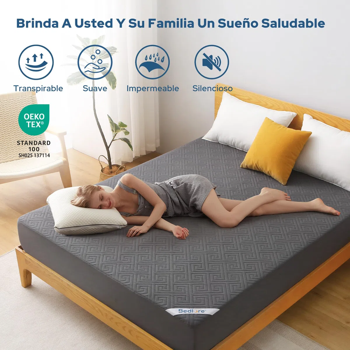 BEDLORE Matratzenschoner 140x200 cm Wasserdicht & Atmungsaktiv, Nässeschutz Matratzenauflage (bis 30cm Steghöhe) Verrutscht Nicht, Glatt & Haarfrei, Waschbarer Matratzenbezug, Oeko-TEX (Dunkelgrau)