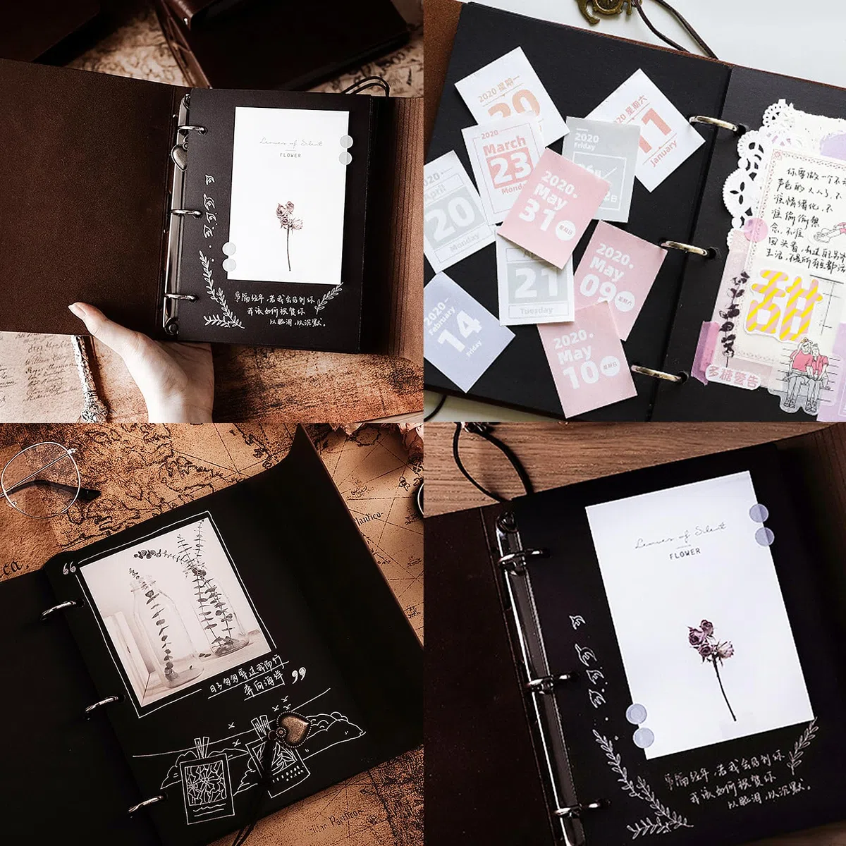 Fotoalbum Vintage Lederalbum 27x20,5cm, EUBSWA Selbstgestalten Fotobuch mit 60 Seiten Scrapbook für 420 Bilder, Hochzeit Gästebuch, Geschenk für Freund (Kleid)