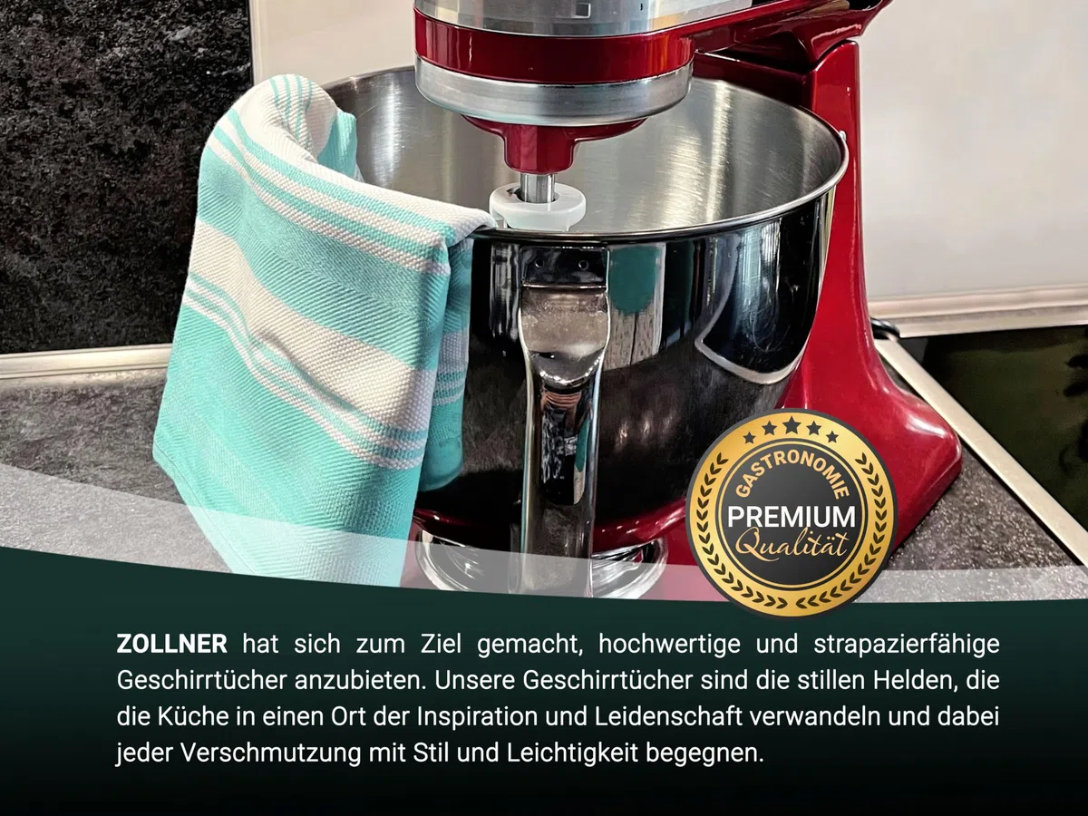 ZOLLNER 4er Set Geschirrtücher, ca. 50x70 cm, Baumwolle, Mint gestreift