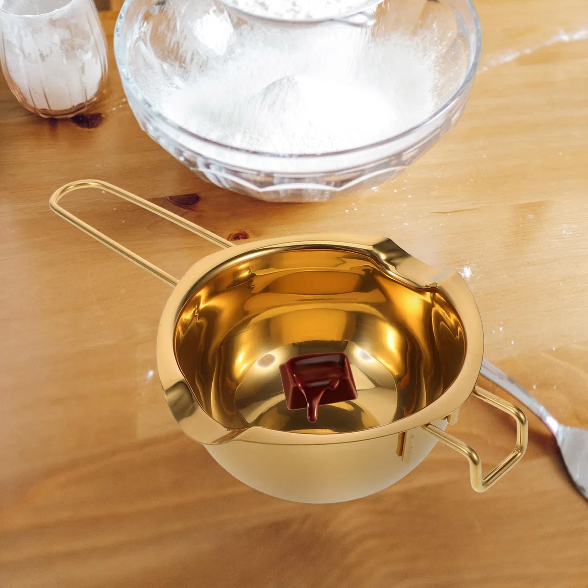 Schokoladenschmelzschale aus Edelstahl 400ml Gold Wasserbad Topf zum Schmelzen von Schokolade und Butter Geeignet für Kleinere Töpfe und Pfannen in Küche