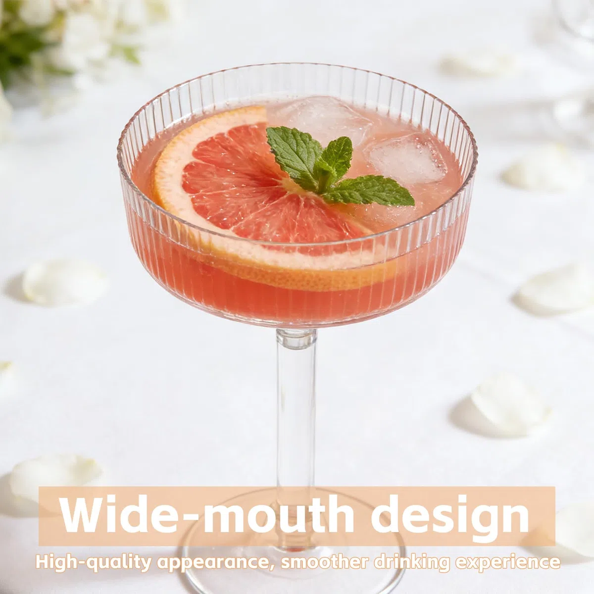 Rainmae Plastik Cocktailgläse, 24 Stück Margaritagläser Kunststoff, 140ml Mehrweg Plastikbecher - Margarita Gläser für Sektempfang Hochzeit Geburtstag Picknick Party Größen Transparent