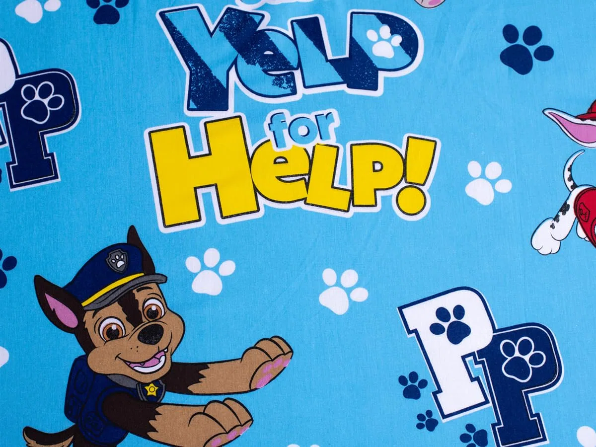 Paw Patrol Chase Marshall Just Yelp for Help Bettlaken, Spannbettuch 90 x 200 + 25 cm, 100% Baumwolle