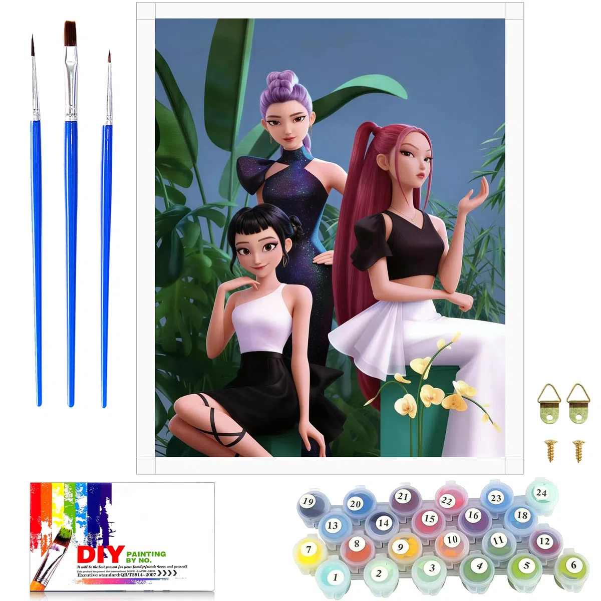Malen nach Zahlen für Erwachsene Kinder 50x40 cm - Vollständiges DIY Gemälde Set mit 3 Pinseln & Acrylfarben in Cartoon Anime Design, Kreativset für Anfänger zum Entspannen ab 6 7 8 9 12 Jahren (Q)