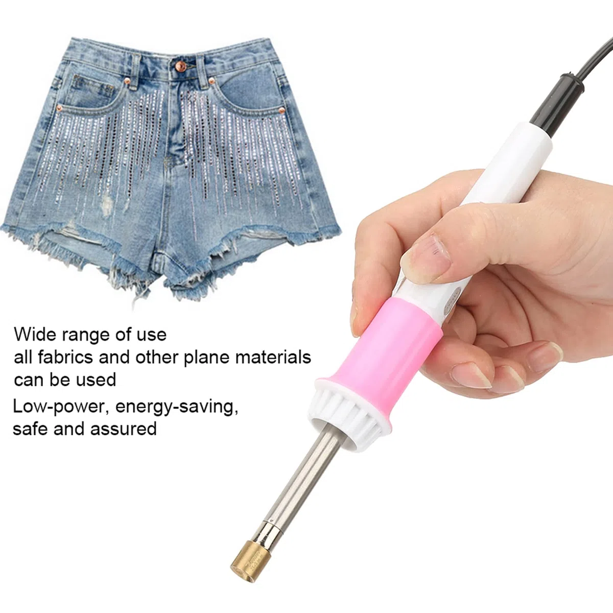 Qcwwy Hotfix-Applikator, DIY Hot Fix Setter Applikator Wand Tool Kit Set mit 7 Verschiedenen Größen Tipps DIY Crafts Hotfix Tool
