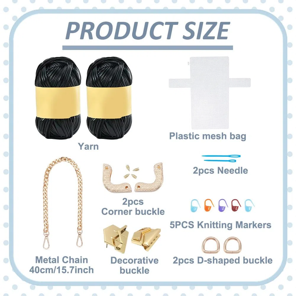 FREEBLOSS DIY Handgefertigtes Stricktaschen Set Netz Kunststoff Canvas Blätter Für Die Taschenherstellung Basteln Handtaschen Zubehör Zum Sticken Schwarz