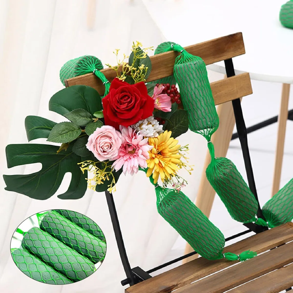 9 Stück Steckschwamm Girlande, Steckschaum für Blumen, Steckmasse für Kunstblumen, Steckschwamm für Blumen, Blumenschaum-Girlande, Dekorationsschaum für Blumengestecke, Grün (9)