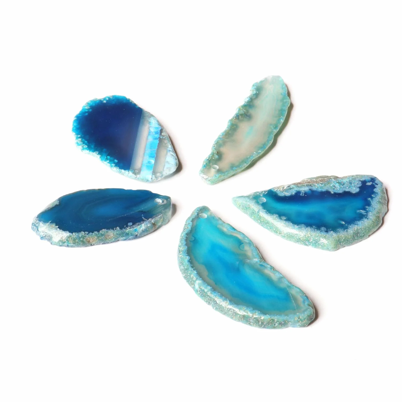 Blaue Achatscheiben, Ungebohrte Achat-Leuchttischscheiben, Unregelmäßig Polierte Geoden-Achat-Plattenkarten, Kristall-Geodensteine ​​für DIY-Schmuck und Heimdekoration