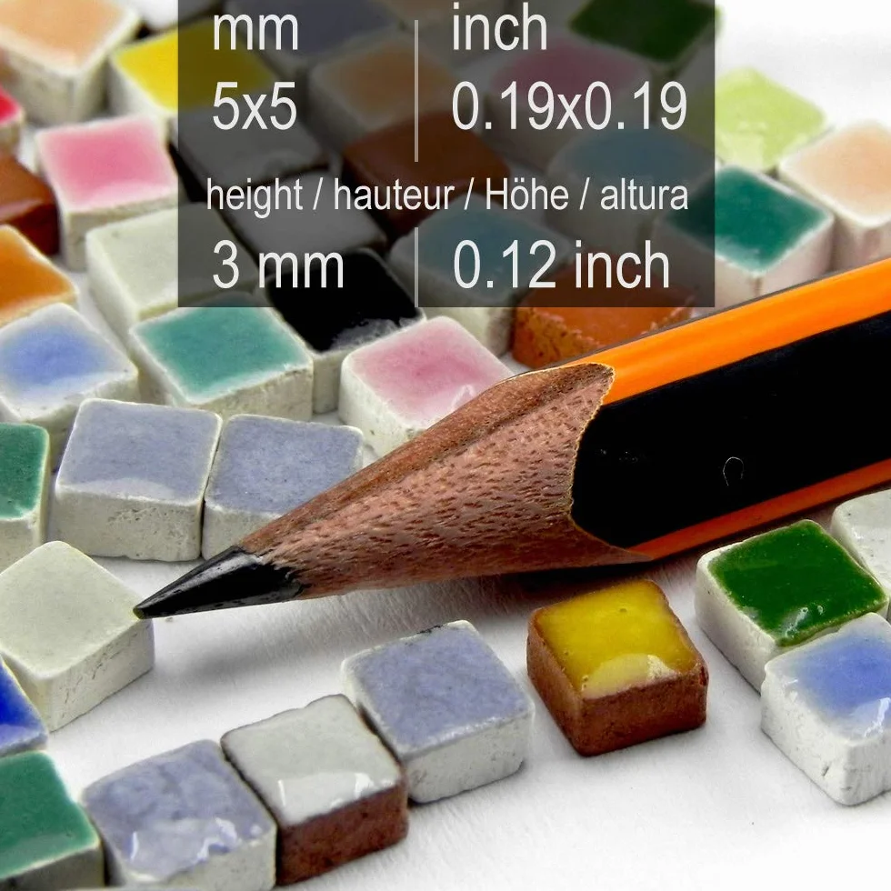 ALEA Mosaic Mini Mosaiksteine 5x5mm, 1000 Stück, Mix grün, MXVR