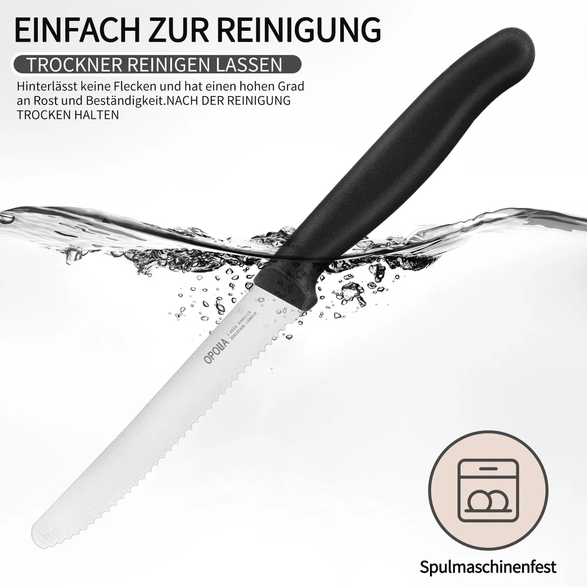 12 Stück Brötchenmesser, schwarz,Wellenschliff Tomatenmesser，Hochwertiger Rostfreier Stahl Frühstücksmesser，Sehr scharfes Tafelmesser,Spülmaschinenfest.