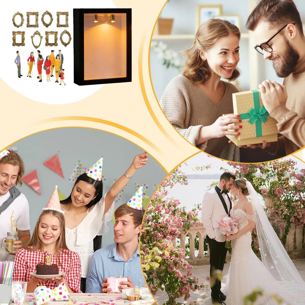 Mini Museum Silhouette Box, Miniature Menschen Figuren Museum Bilderrahmen, Regalfigur Aus Holz, Für Heimdekoration, Erwachsene, Bastelarbeiten, Wandbibliothek, Zimmer, Geburtstag, Weihnachten