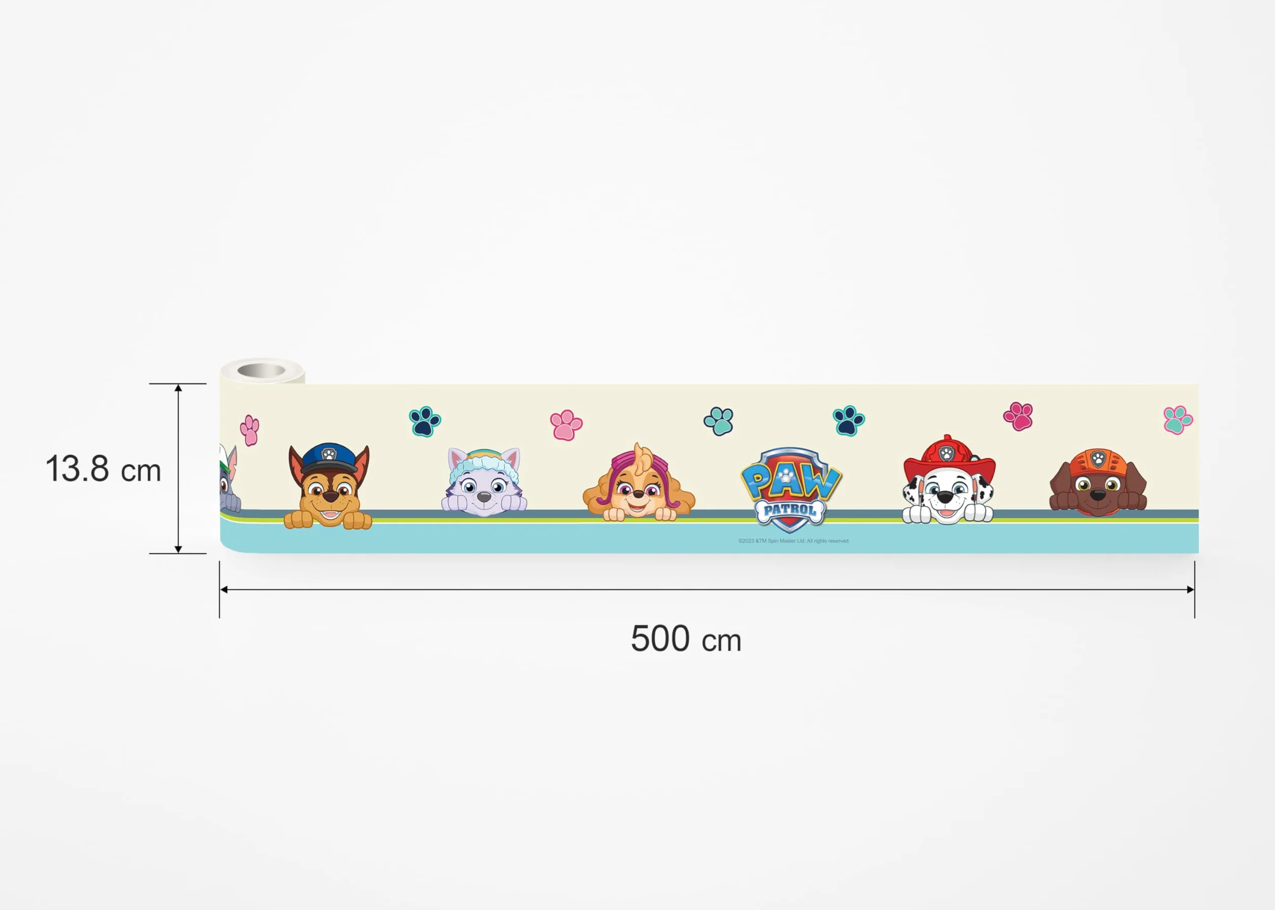 AG Design Selbstklebende Bordüre Paw Patrol Sei Glücklich, AWBD 8008 | Wasserfest Kinderzimmer Wand Dekoration | Wandbordüre für Mädchen und Junge | Folie, Mehrfarbig | Breite 500 cm x Höhe 13.8 cm