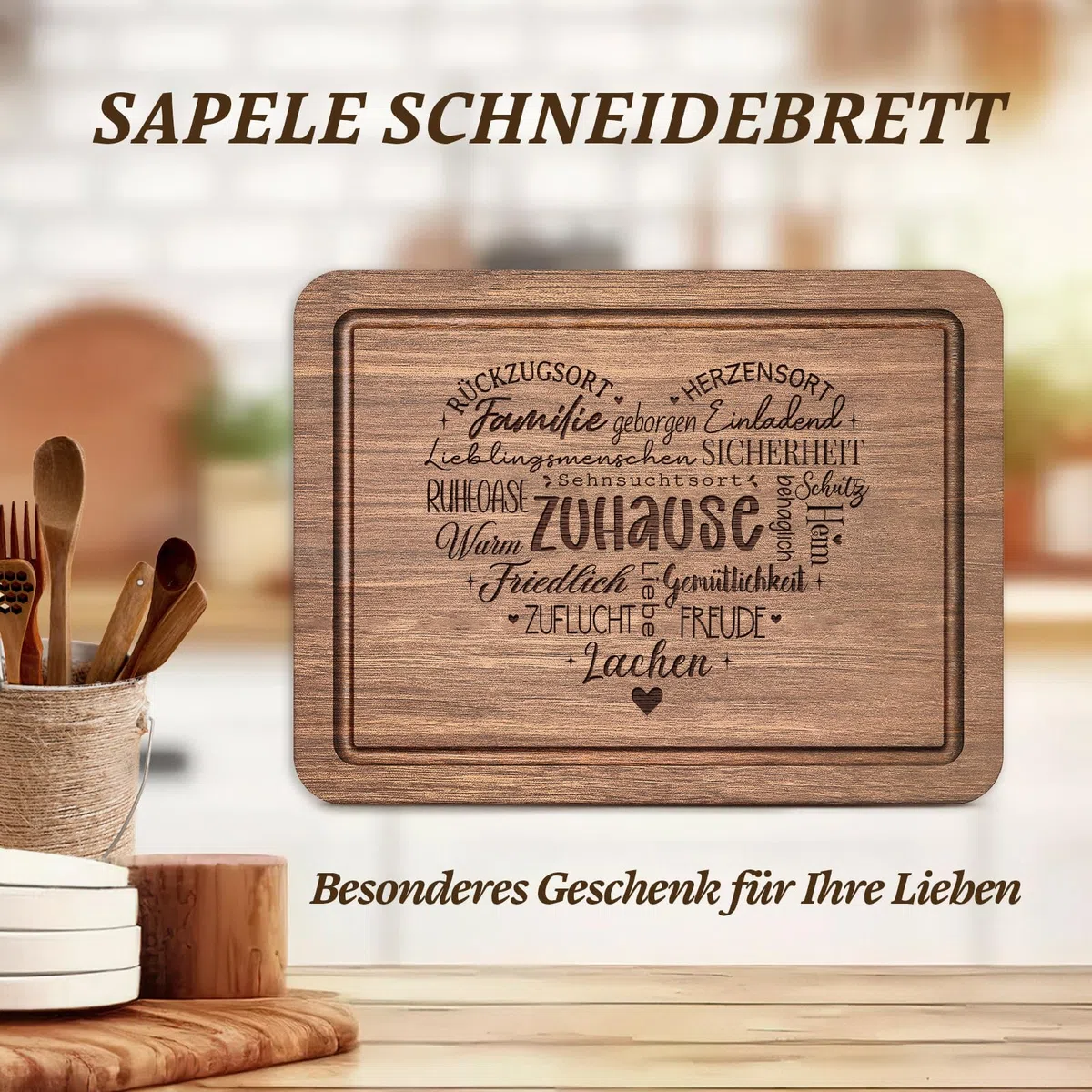 Geschenk Zum Einzug, Einzugsgeschenke-Schneidebrett aus Holz, Einzugsgeschenke Wohnung, Einweihungsgeschenk Haus, Geschenk zum Einzug ins Haus - Neues Zuhause, Neues Haus Geschenk 29 * 22 * 1.5 CM
