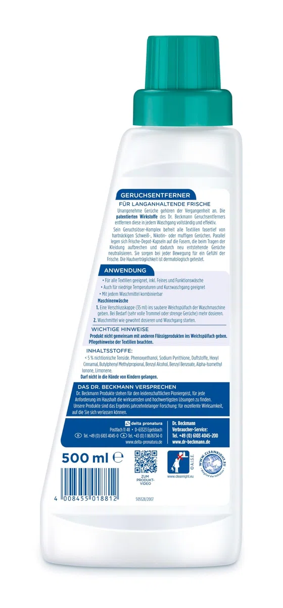 Dr. Beckmann Geruchsentferner | entfernt hartnäckige Gerüche fasertief | aktiviert Frische | mit angenehmen Duft | 3x 500 ml