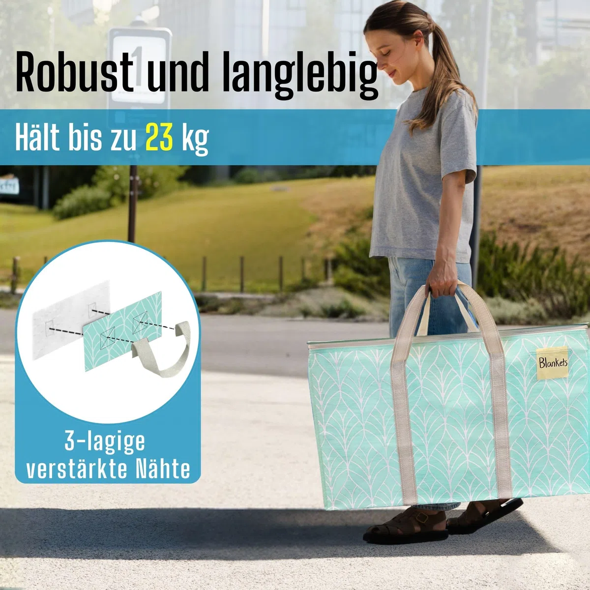 VENO 102 Liter Große Aufbewahrungstasche, Aufbewahrungsbox mit Deckel, Starke Griffe Umzugstaschen mit Reißverschlüssen, Alternative Umzugskartons, Faltbare Kleideraufbewahrung (Immergrün, 2er Pack)