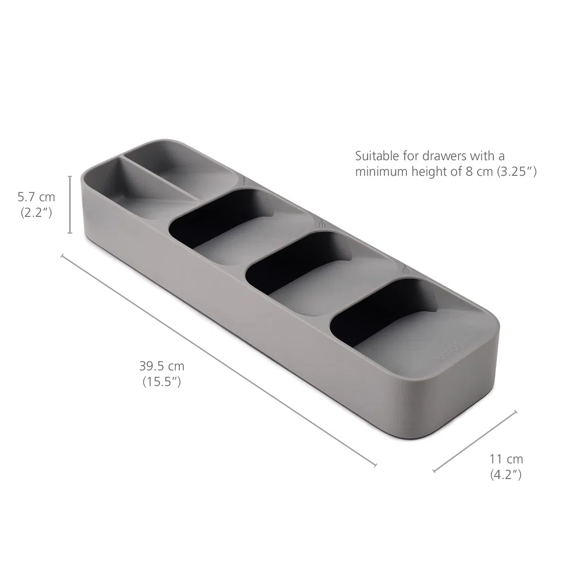Joseph Joseph Drawer Store - Kompakter Besteckschubladen-Organizer, 5 Fächer, für 24+ Teile - Grau