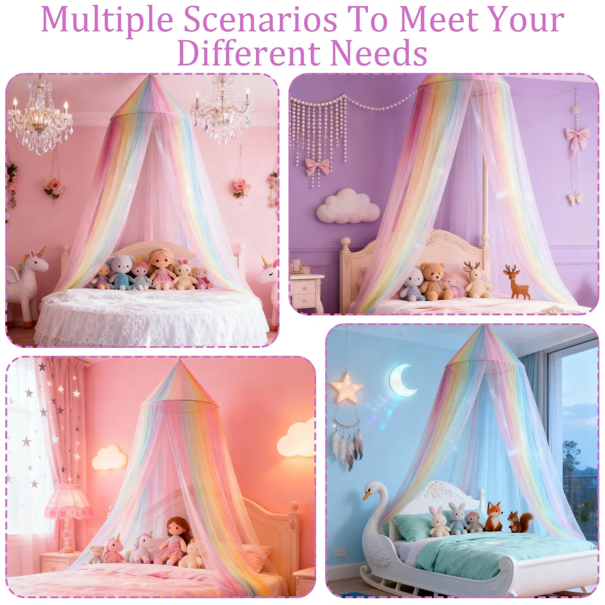 Baldachin Kinderzimmer Betthimmel Mädchen Prinzessin Regenbogen Betthimmel Atmungsaktiv Waschbar Stoff Für Mädchen Zimmerdekoration Für Reise Und Zu Hause Indoor Outdoor