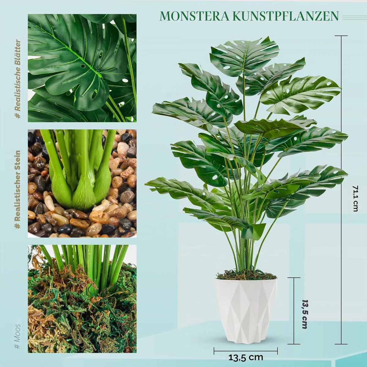 Der Rose Kunstpflanze Künstliche Pflanzen Wie Echt 71 cm Kunstpflanzen Groß Fake Plant für Wohnzimmer Badezimmer Schlafzimmer Zimmer Balkon Deko