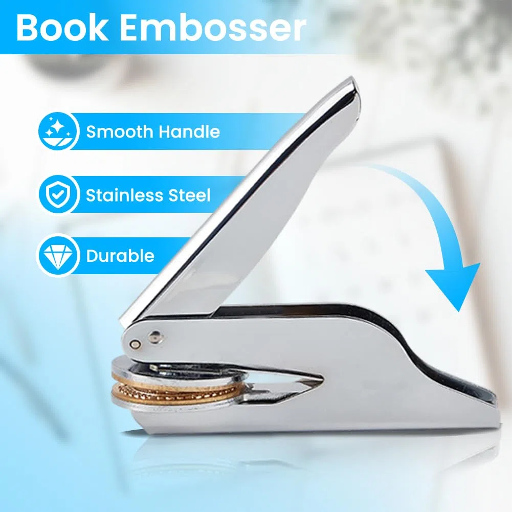 ANATTASOUL Prägestempel Personalisiert Umschläge und Wildblumen Book Embosser,Buchpräger mit Robustem Stahlgehäuse Buchstempel für Bücher,Visitenkarten,Einladungskarte