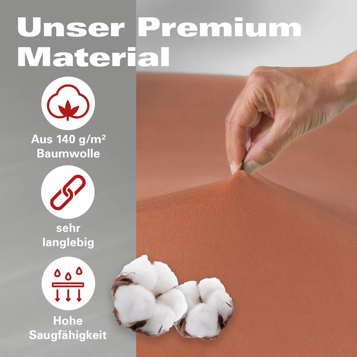 BaSaTex Doppelpack Bio Jersey Kinder Spannbettlaken 100% GOTS Zertifizierte Baumwolle - Spannbettlaken für Kinder- und Babybetten 60x120 – 70x140 cm - Farbe: Terrakotta