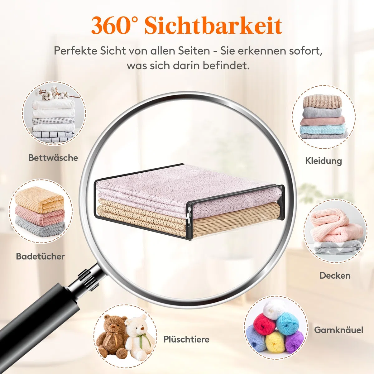 Lifewit 6er Transparente Kleideraufbewahrungsbeutel, Plastik Aufbewahrungsbeutel mit Reißverschluss, Faltbare Kleideraufbewahrungsbeutel,14L Umzugsbeutel, Aufbewahrungsbehälter für Bettlaken, Kleidung