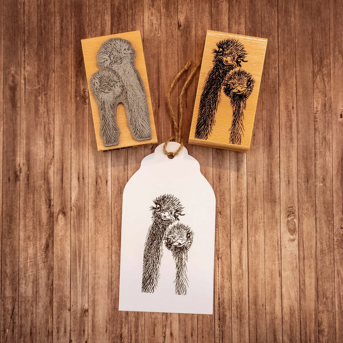 NEWSTAMPS Stempel Strauße Motivstempel groß aus Holz & Gummi zum Karten basteln, Holzstempel, Tiere, Tierstempel, Scrapbook, Textilstempel, Deko, Kinder