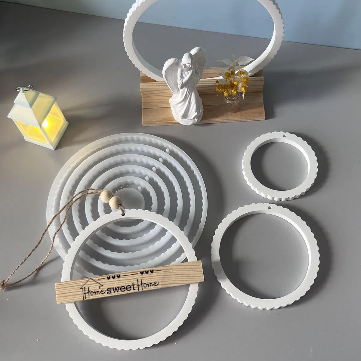 Silikonformen Gießformen Anhänger, 5 Stück Rund Silikonform Anhänger Rund Gipsform zum Gießen Gießformen Silikon Ring Giessform Silikon Silikonform Weihnachten für DIY