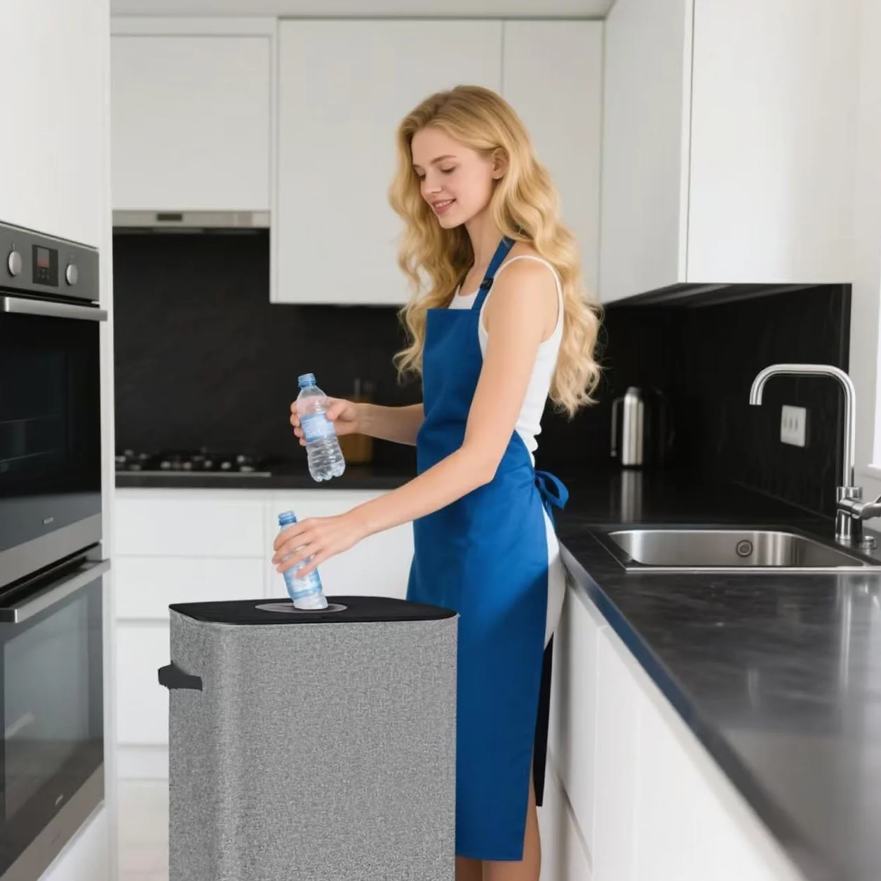 AIUNAOM 110L Groß Pfandflaschen Sammelbehälter mit Deckel, Flaschensammler Leergut,Recycling -Behälter Leergut & Altglas Aufbewahrung,Pfandflaschen Behälter für Küche Abstellraum Flaschentasche