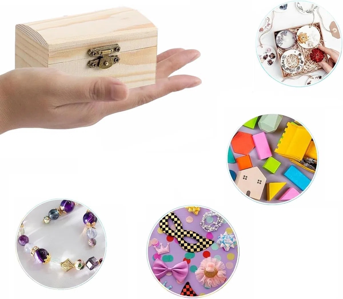 10 Stück Holzkiste Klein,Hölzernes Schatztruhe Box,Mini Schatztruhe aus Holz,Rechteckige Holzschatzkiste, Bastelset Basteln, zur Aufbewahrung,DIY handgefertigt und Dekoration