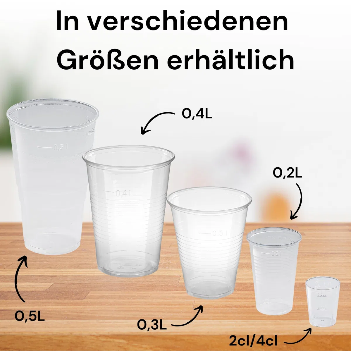 100 Stück Plastikbecher – Trinkbecher mit Eichstrich 0,3l | Einwegbecher aus Hartplastik (PP), transparent | Bierbecher & Partybecher – Kunststoffbecher