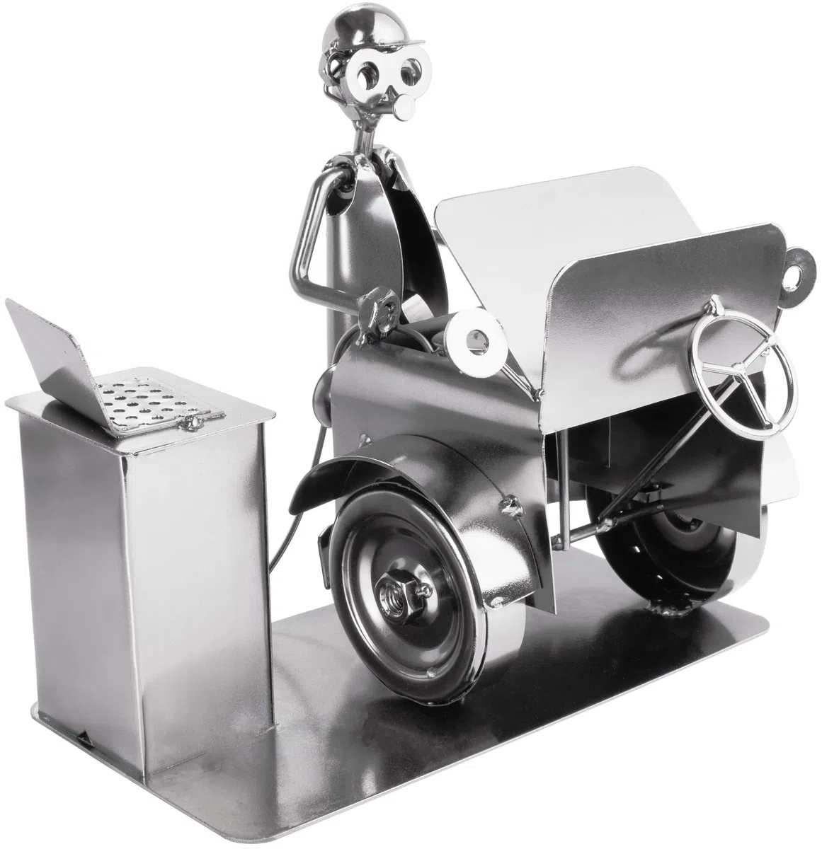 BRUBAKER Schraubenmännchen Automechaniker - Handarbeit Eisenfigur Metallmännchen - Metallfigur Geschenk für Mechaniker, KFZ-Mechatroniker, Tuner und Auto Bastler