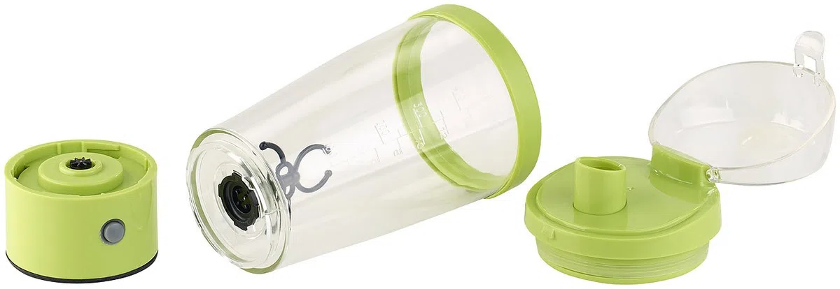 Rosenstein & Söhne Shaker: Selbstrührender Trinkbecher mit elektrischem Quirl, 450 ml, BPA-frei (Selbstrührender Shaker, Becher, Milchaufschäumer)