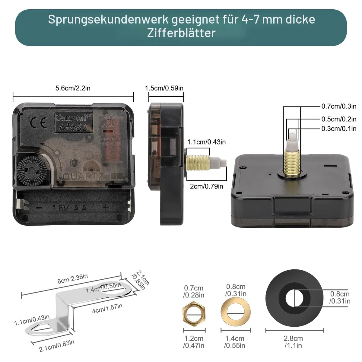 EEEKit Uhrwerk für Wanduhr, Lautlos Uhrwerke zum Selbsteinbau, 5 Stück Quarz Uhrwerk mit 7 Paar Zeiger für Batterieuhr Kaminuhr Reparatur