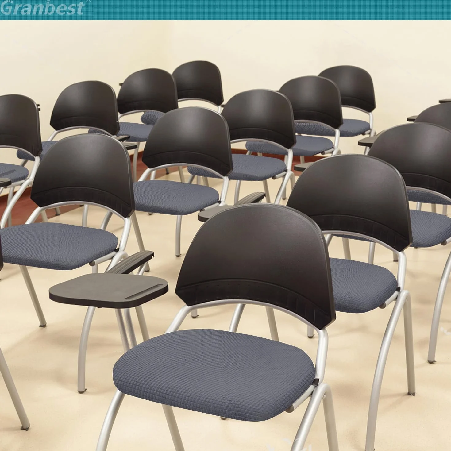 Granbest Stilvolle wasserdichte Esszimmerstuhl Sitzbezüge Set von 4, High Stretch Esszimmerstuhl Sitzkissen Schutzbezüge Waschbarer Sitzschutz für Bankett, Küche, Party, Hotel (4er Set, Grau)