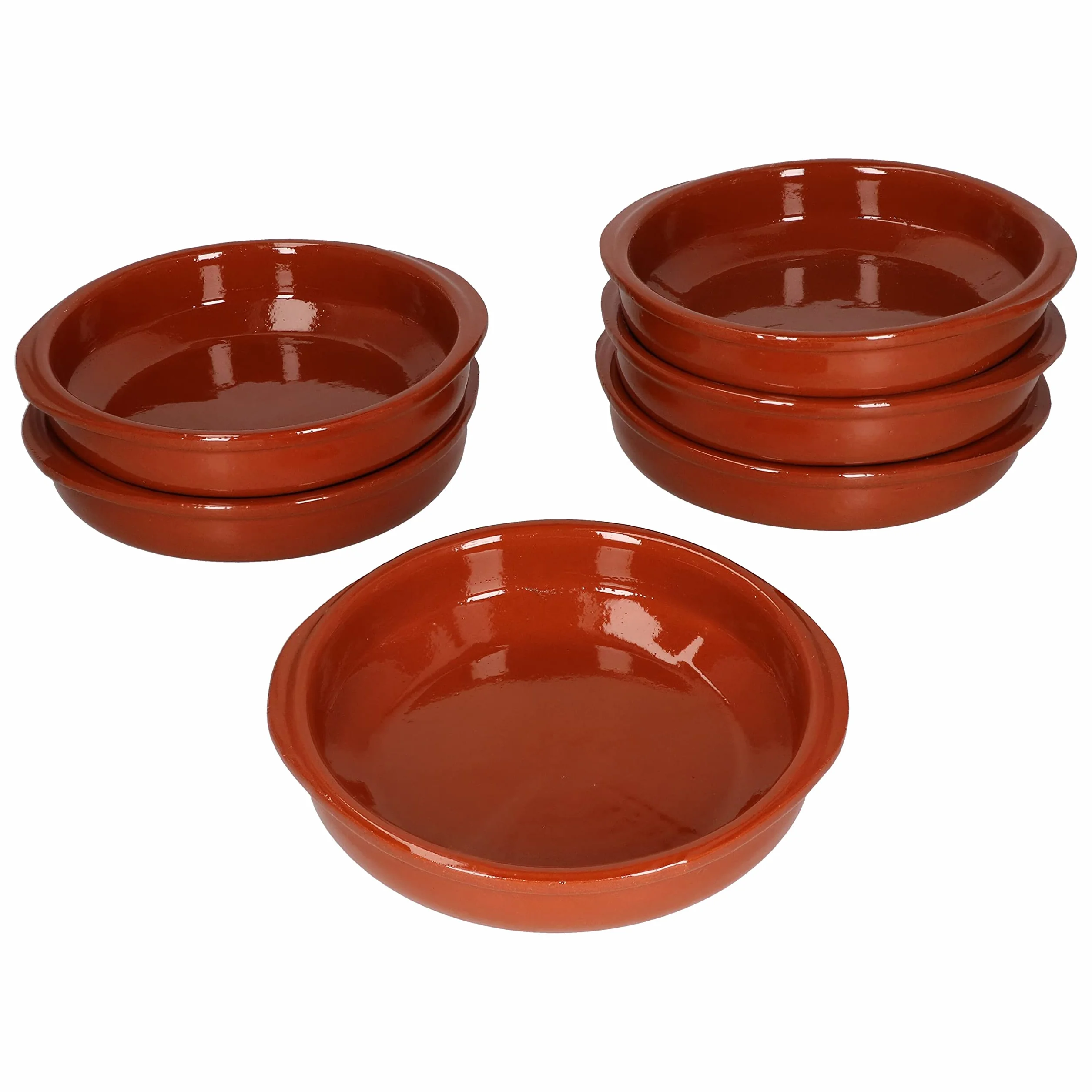 MamboCat Cazuela mit Griff 6er Set Schalen Bernd 300ml Auflaufform rund 16cm aus Ton glasiert Größe M I Ton hitzebeständig für Auflauf Tiramisu Fingerfood I Unikat Handarbeit Vintage I Mittelalter